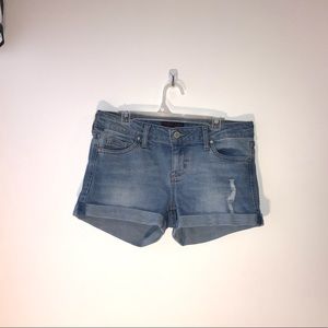 Girls Mid-Rise Light Wash Ripped Jean Shorts